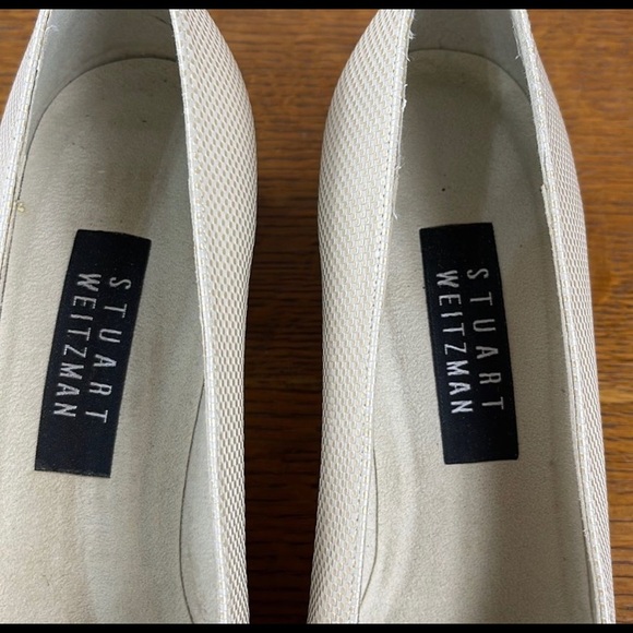 Stuart Weitzman Pumps Low Kitten Heel Cream/Gold Size 8.5 - Picture 4 of 9